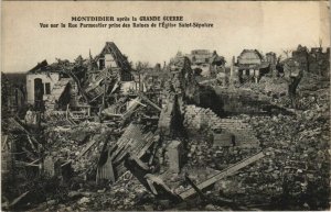 CPA Guerre Militaire MONTDIDIER vue sur Rue Parmentier (808379)