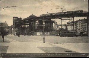 New York City NYC NY L Elevated Trains Station c1910 Vintage Postcard