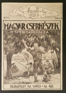 1928 Mint Vintage Budapest Hungary Boy Scouts Campsite Illustrated Postcard