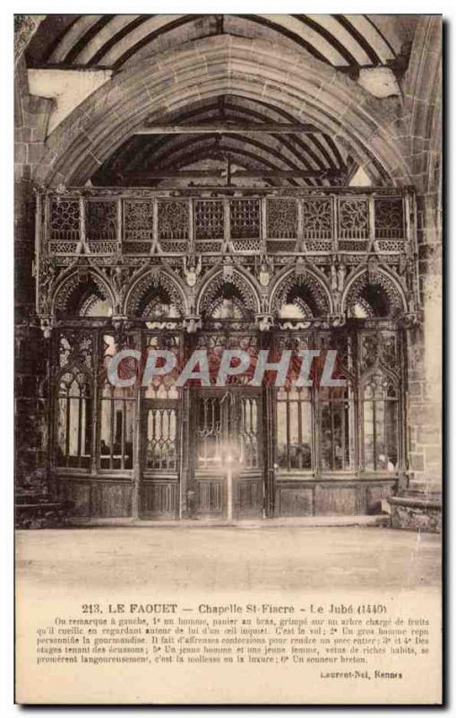 Old Postcard The Faouet Chapel St Fiacre The Jube