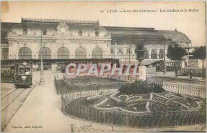Old Postcard Lyon Brotteaux train station and Gardens Buffet