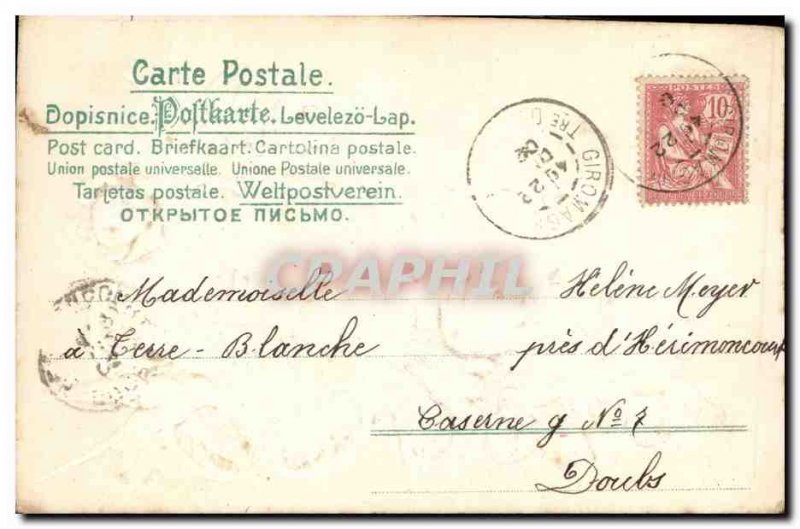 Old Postcard Fantasy Flowers Swallow