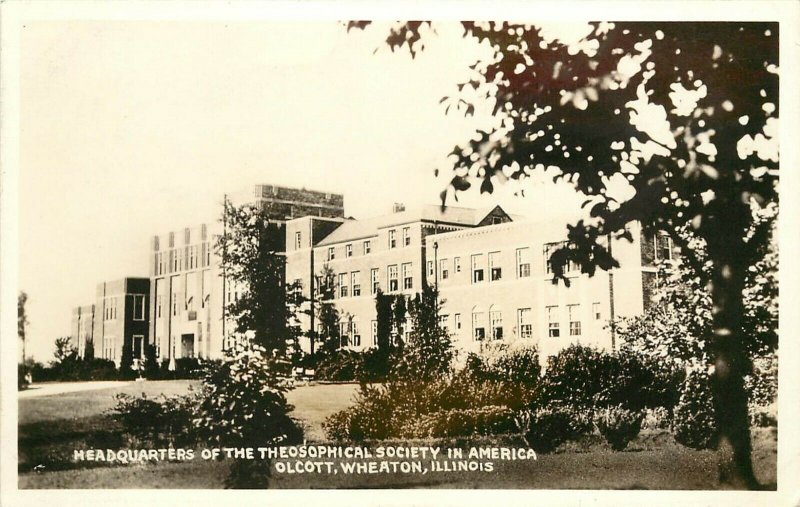 1930s RPPC; Headquarters of Theosophical Society in America, Olcott, Wheaton IL