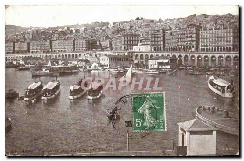 Old Postcard Boat Algeria Algiers View taken bastions of admiralty