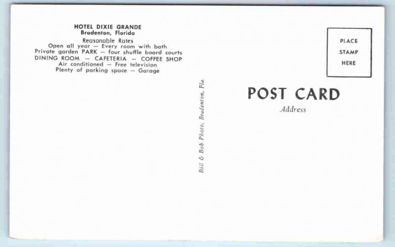 BRADENTON, FL Florida ~ HOTEL DIXIE GRANDE c1950s Manatee County Postcard