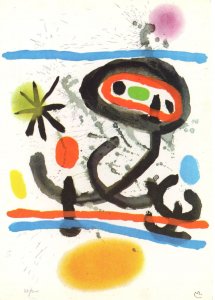 Joan Miro Litografia Painting Postcard