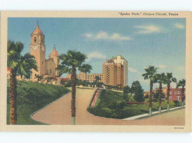 Unused Linen PARK SCENE Corpus Christi Texas TX c7857