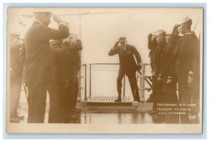 c1920's Vice Admiral A.T. Long Transfer USS Pittsburgh RPPC Photo Postcard 