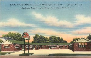 1940s Sheridan Wyoming Rock Trim Motel occupation Wright Postcard 26-599
