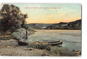 La Crosse Wisconsin WI Damaged Postcard 1908 Home of the Bass Man Fishing