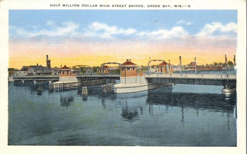 Half Million Dollar Main Street Bridge - Green Bay WI, Wisconsin - Linen