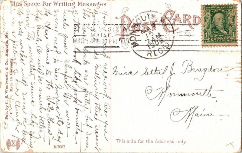 Augusta Me Maine St. Marks Episcopal Church WOB Note 1c stamp Cancel Postcard PM 