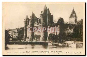 Old Postcard Josselin Edges Oust and the castle