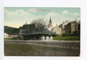 Huntington MA Railroad Station Train Depot Postcard