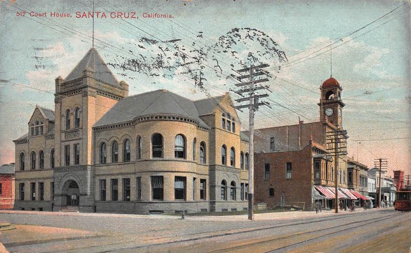 Court House, Santa Cruz, California, Early  Postcard, Used