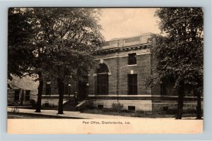 Crawfordsville IN- Indiana, Post Office Building, Vintage c1909 Postcard