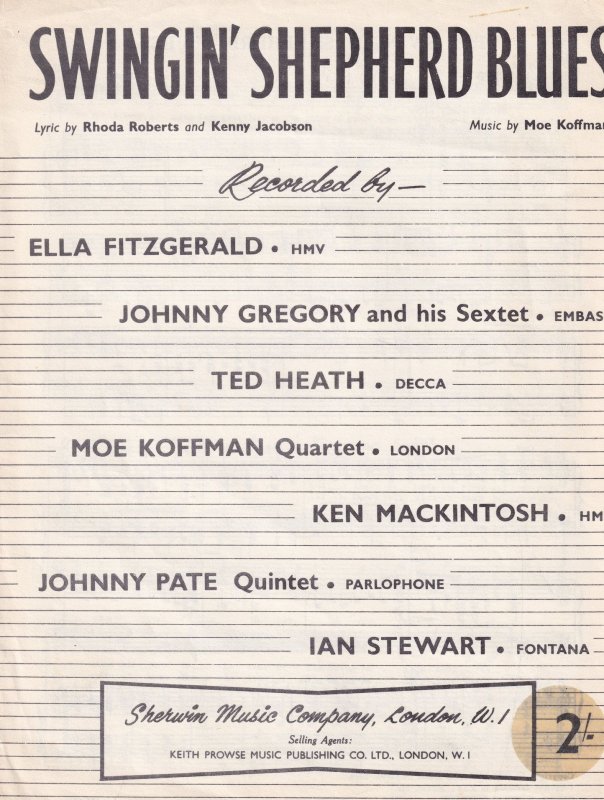 Swingin Shepherd Blues 1950s Ella Fitzgerald Ted Heath Sheet Music