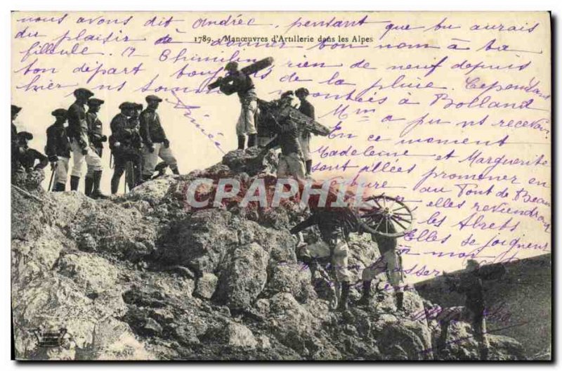 Old Postcard Militaria Alpine Hunters Maneuvers d & # 39artillerie in the Alps