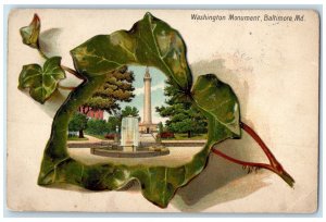 1907 Washington Monument Baltimore Maryland MD Embossed Posted Antique Postcard