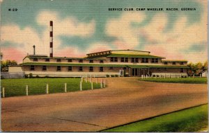 Vtg 1940s Service Club Army Camp Wheeler Macon Georgia GA WWII Era Postcard