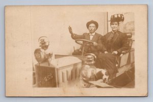 RPPC PRUSS CAR DOG ST. LOUIS MISSOURI STUDIO REAL PHOTO POSTCARD 1909