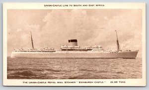 Transportation~Union Royal Mail Edinburgh Castle Steamship~PM 1955~Vintage PC