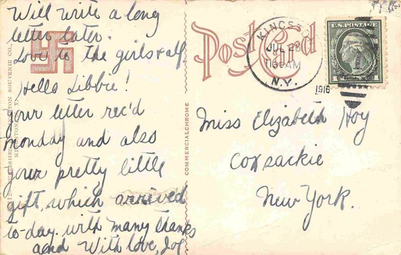 High School Kingston New York 1916 postcard