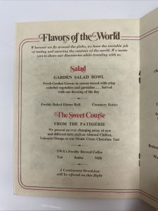 TWA Airlines Paris Flight Ambassador Service Lunch Menu