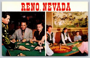 Gambling~Reno Nevada~Casino Games Multi-View~Sierra News Co Vintage Postcard