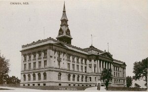 OMAHA NE HIGH SCHOOL TOM JONES GLACE SERIES POSTCARD c1910