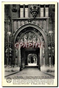 Old Postcard Brussels Grand Place Hotel De Ville Entree Rest of the & # 39anc...