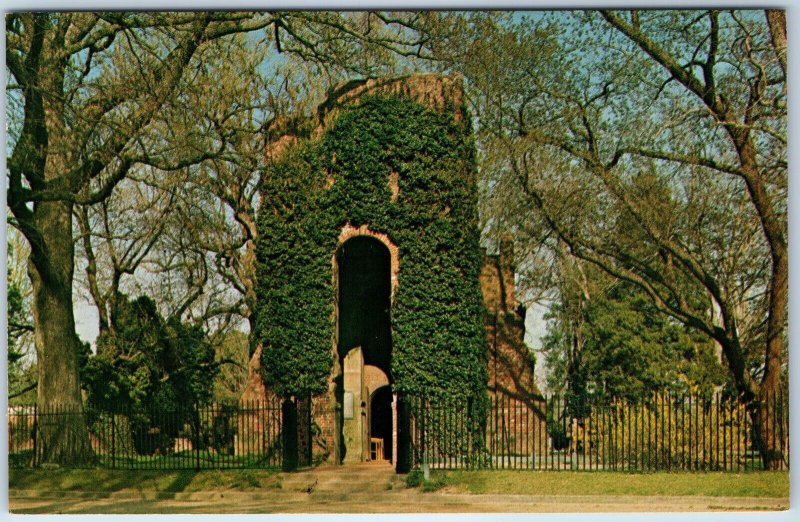 c1960s Jamestown, VA Church Tower 1639 Ancient Ruins Brick Williamsburg PC A240