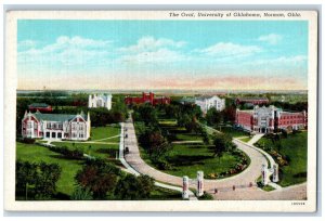 1940 The Oval University Of Oklahoma Norman Stillwater OK Vintage Postcard 