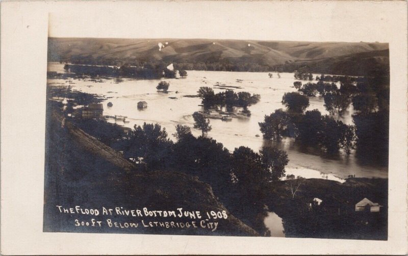 Lethbridge Alberta June 1908 Flood Disaster River Real Photo Postcard H33