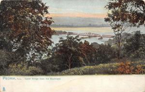 Peoria Illinois~Upper Bridge on IL River from The Boulevard~c1905 TUCK Pc