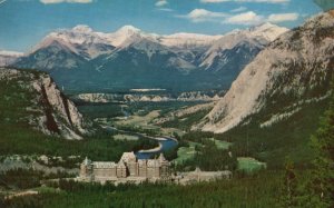 Vintage Postcard 1957 Banff Springs Hotel Bow Valley & Fairholm Range Nat'l Park