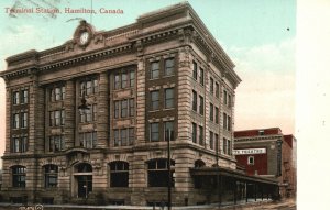 Vintage Postcard 1910's Terminal Station Hamilton Canada The Valentine & Sons