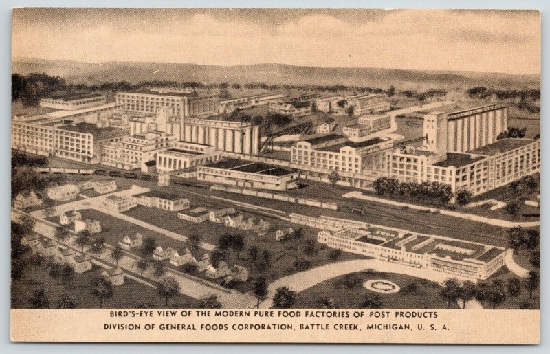 Battle Creek Michigan~Post Products Factory Aerial~Cereal Plant~Pure Foods~1930s 