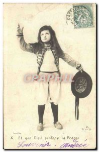 Old Postcard El God Protege of France Folklore Children