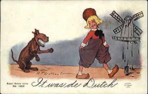 Buster Brown & Tig Dutch Windmill OUTCAULT c1905 Postcard