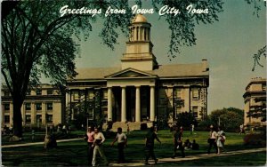 Greetings From Iowa City IA Old Capitol State Postcard VTG UNP Vintage Unused 