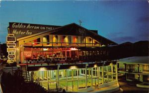 Lake Placid New York~Golden Arrow Restaurant & Pool @ Night~People Dining~1964