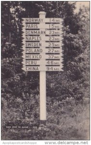 Maine Sign Post In Maine 1942