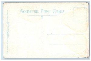 c1910 Moonlight Scene, First Lock and GTR Bridge Kingston Mills Canada Postcard