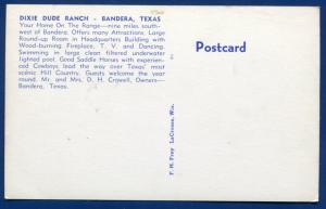 Bandera Texas tx Dixie Dude Ranch entrance view postcard