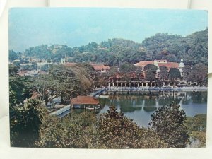 Vintage Postcard Hill Top View of Kandy Lake Sri Lanka Ceylon