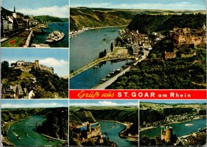 VINTAGE CONTINENTAL SIZE POSTCARD GREETINGS FROM ST. GOAR ON THE RHINE 1970s