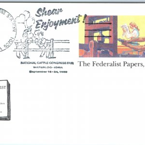 1989 Waterloo, IA Cattle Congress Fair Station Cancel Stamp Federalist PC A294