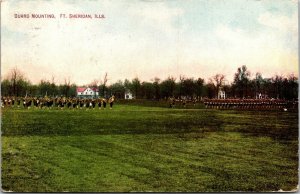 Vtg Fort Sheridan Illinois Guard Mounting Soldiers on Parade Field 1909 Postcard