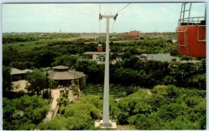 SAN ANTONIO, Texas TX   SKY RIDE View ~ Beautiful Sunken Gardens c1960s Postcard